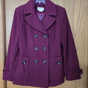 St. John's Bay Women's Rich Burgundy Pea Coat